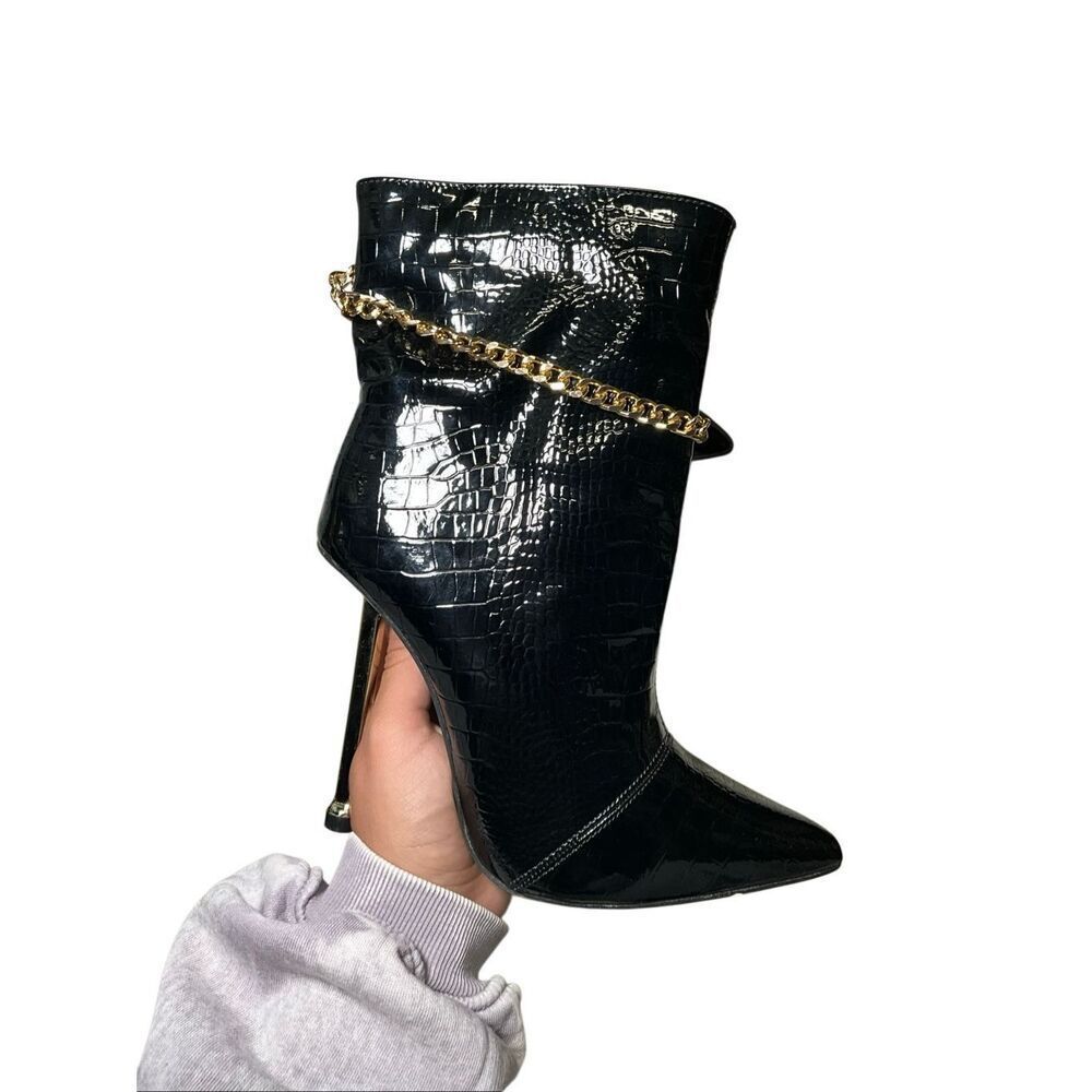 Chase + Chloe | Chain Embellished Stiletto Heel Bootie